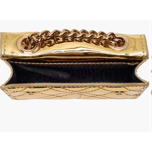 KURT GEIGER LONDON BRIXTON MICRO QUILTED GOLD NWT - Picture 4 of 6